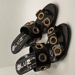 Slip-on heels with plenty of bling.